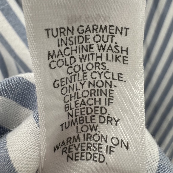 J Jill Striped Button Up Shirt Size XL White Blue Coastal Grandma Beachy Top - Picture 7 of 10